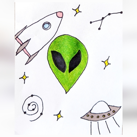 Custom Order @adnilasorzevahc Alien Doodle Business Thank You Cards 50pk - Picture 9 of 11